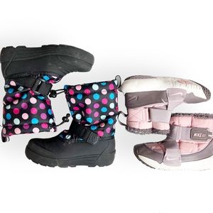 Nike Snow Boots Bundle Pink Polka Toddler Girls Size 11